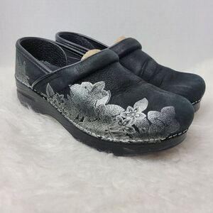 Dansko Professional Metallic Floral Print Nubuck Women's Clogs Shoes Size 6.5